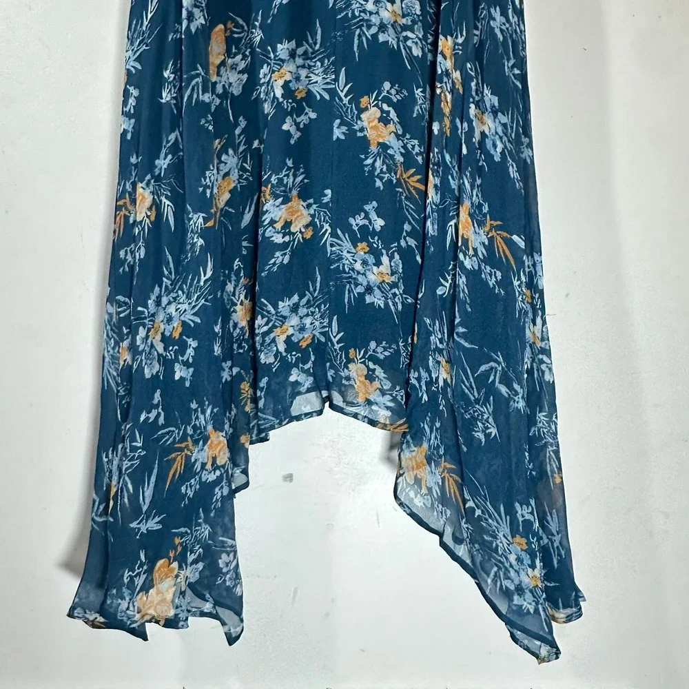 SUNDANCE On The Breeze Floral‎ Maxi Dress Womans 6 Blue Boho Summer